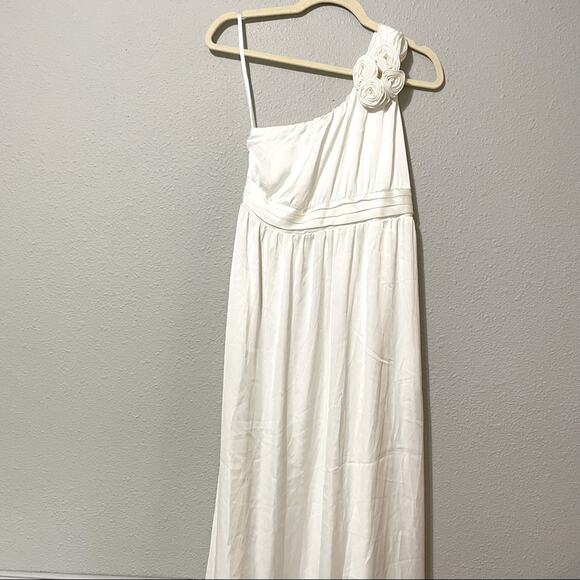 Tevolio Cream Satin One Shoulder Maxi Formal Dress S - Picture 1 of 14